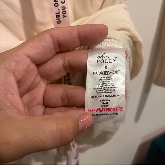 New Oh Polly The Elsa Modal Off-Shoulder Ruched Mini Dress in Ivory Small - Picture 11 of 11